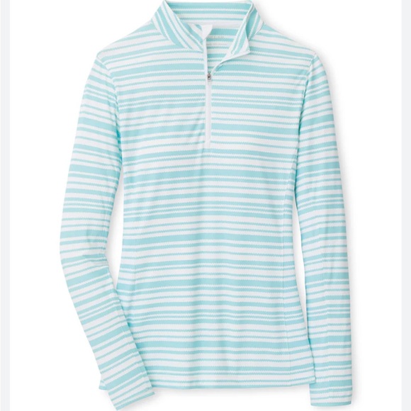 Peter Millar Womens Lightweight Basketweave Print Long Sleeve Sun Shirt Celeste - Picture 1 of 9
